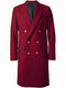 Men's Dress Authentic Double Breasted~Wide Peak Lapel 6buttons Burgundy Coat