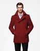 Men's Burgundy Six Button Double Breasted Priced Mens Wool Peacoat Jacket