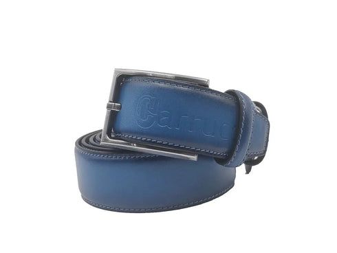 Burnished Calfskin Leather Belt Carrucci