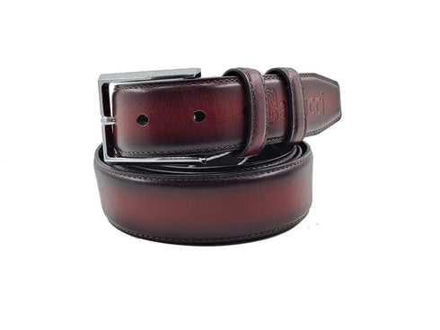 Burnished Calfskin Leather Belt Carrucci