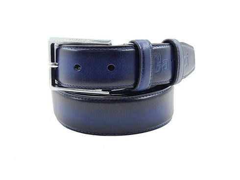 Burnished Calfskin Leather Belt Carrucci