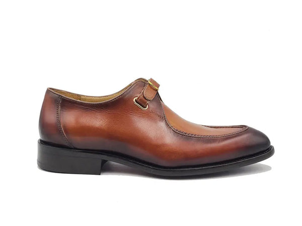 Burnished Moc Toe Single Monk Loafer Carrucci