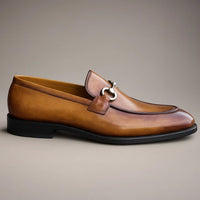 Carrucci Burnished Calfskin Horsebit Loafer