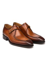 Carrucci Burnished Moc Toe Single Monk Loafer