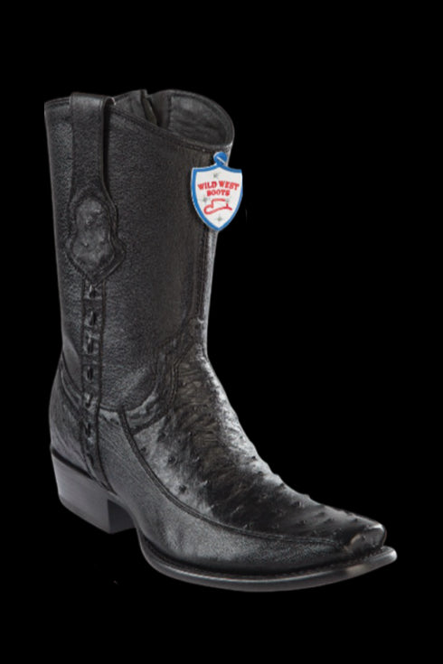 Wild West Botas de Avestruz Horma Dubai Toe Black