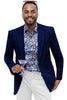 Men's Modern Fit Casual Summer Chino Blazer in Navy Blue