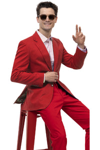 Men's Modern Fit Casual Summer Chino Blazer in Red