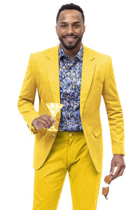 Men's Modern Fit Casual Summer Chino Blazer in Yellow