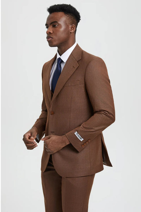 Brown Wedding Suit - Jacket + Pants - Brown Tuxedo - Brown Groomsmen Stacy Adam Suit (Copy)