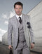 Mens Vested Classic Fit Double Breasted Vest Suit in Grey Plaid