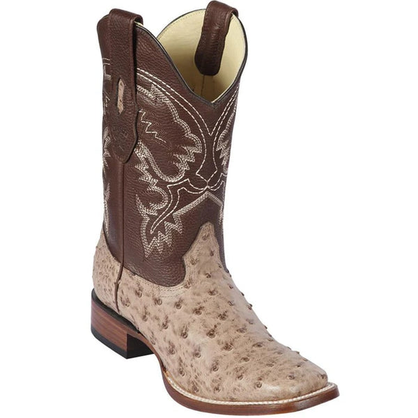 Los Altos Boots - Mens Dress Cowboy Boot - Low Priced Moka Ostrich Square Toe Boots- in Moka