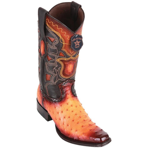 Los Altos Boots - Mens Dress Cowboy Boot - Low Priced Buttercup Ostrich Boots - European Toe- in Faded Buttercup