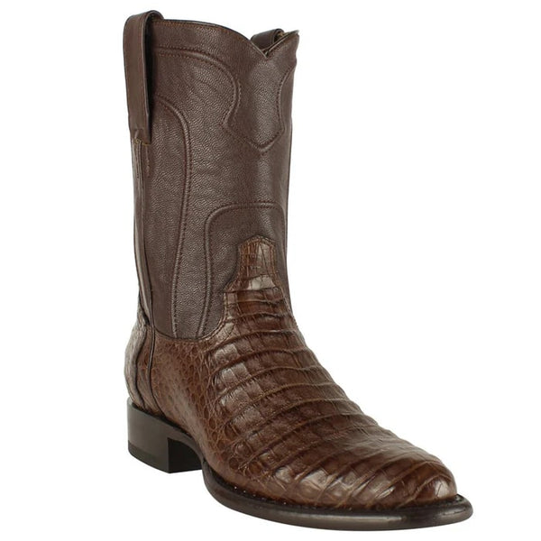 Los Altos Boots - Mens Dress Cowboy Boot - Low Priced Caiman Belly Roper Boots-  in Brown