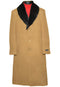 Fur Collar Camel 3 Button Wool Ankle length Overcoat ~ Long men's Dress Topcoat - Winter coat 95% Wool Fabric