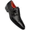 Men's Cantera Genuine Leather Double Monk Strap Black Shoes By Mezlan Made In Spain Brand
