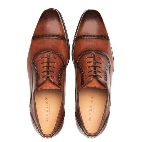 Amaro Leather Cap Toe Cognac By Mezlan Made In Spain Brand