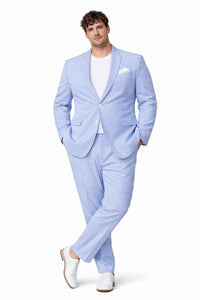 Mens Two Button Carolina Blue seersucker Sport Coat