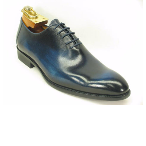 Mens Carrucci Hand Painted Oxford Lace Up Dress Shoe in Cobalt Blue
