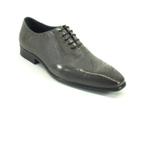 Mens Carrucci Caviar Leather Wingtip Dress Shoe in Cognac