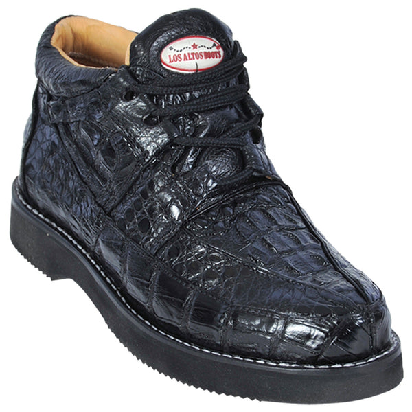 Los Altos Casual Black Genuine Caiman Boots