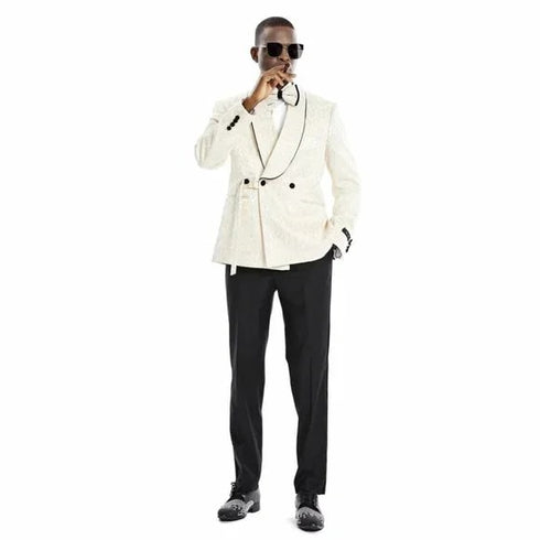 Knot Side Textured Paisley 2pc Tuxedo, Champange