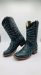 Men’s Rustic Turquoise Pirarucu Exotic Leather Cowboy Boots – Western Square Toe Fish Boots