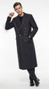 Men’s Charcoal Grey Double Breasted Full Length Overcoat, Formal Winter Dress Coat