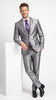 Men’s Silver Grey Shiny Sharkskin Suit, Modern Fit 2 Button Formal Wedding Prom Business Suit