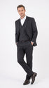 Men’s Black Sharkskin 3 Piece Suit, Single Breasted Notch Lapel Formal Wedding Business Suit