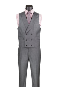 Charcoal Modern Fit 3-Piece Suit with Lapel Vest & Adjustable Pants