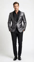 Men’s Shiny Charcoal Grey Blazer –  Sharkskin Dinner Jacket Shawl Collar