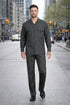 Mens Luxury Charcoal Grey Wool Two-Piece Leisure Walking Suit