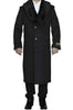 Removable Fur Collar Dark Charcoal Grey Ankle length Wool Dress Top Coat/Overcoat - Mens Overcoat
