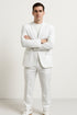 Mens Two Piece Linen Suit Relaxed Hybrid Fit No Collar