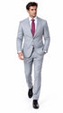 Statement Men's Modern Fit 2 Piece 100% Super 200 Wool Suit Peak Lapel in Grey - image 4