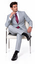 Statement Men's Modern Fit 2 Piece 100% Super 200 Wool Suit Peak Lapel in Grey - image 2