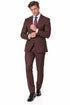 Statement Men's Modern Fit 2 Piece 100% Super 200 Wool Suit Peak Lapel in Brown - image 7