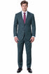 Statement Men's Modern Fit 2 Piece 100% Super 200 Wool Suit Peak Lapel in Olive - image 2