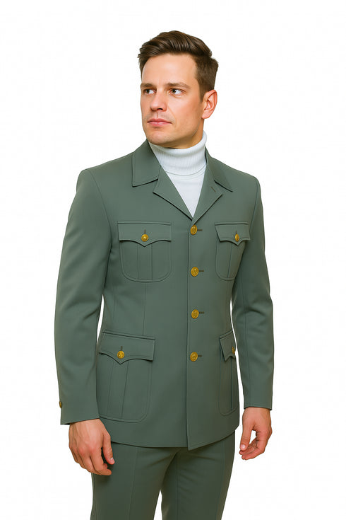 Seersucker Suit Peak Lapel Suit in Color "Mint Green " - Summer Fabric Tone on Tone Shadow Stripe By Rossiman