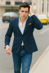 Men's Navy And Bold White Pinstripe Designer Fashion Blazer