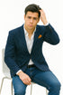 Men's Navy And Bold White Pinstripe Designer Fashion Blazer