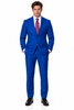 Statement Men's Modern Fit 2 Piece 100% Super 200 Wool Suit Peak Lapel in Indigo - image 1