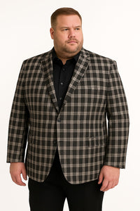 Mens Black and White Plaid Blazer – Modern Fit Checkered Windowpane Pattern Business Sport Coat