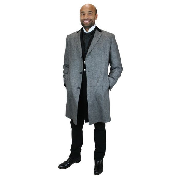 Chesterfield Black Herringbone wool blend Overcoat