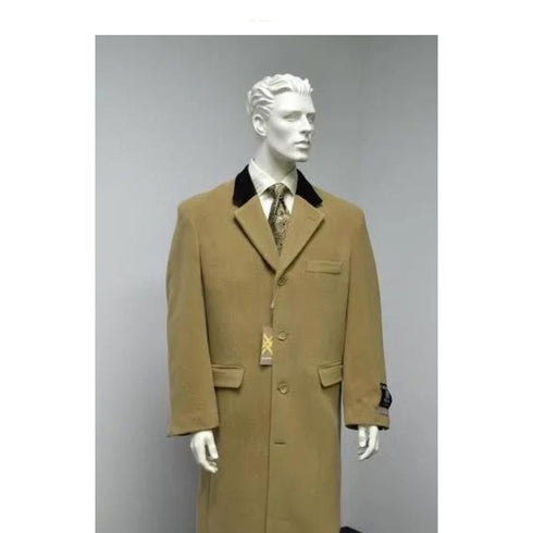 Chesterfield Wool & Cashmere Full Length Velvet Collar Beige