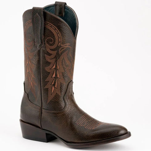 Ferinni Boot - Mens Dress Cowboy Boot  - Ferrini Men's Remington Leather Round Toe Boots Handcrafted Chocolate