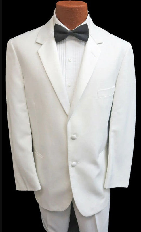 White 2 Button Notch Lapel Dinner Jacket