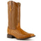 Ferinni Boot - Mens Dress Cowboy Boot  - Ferrini Men's Colt Full Quill Ostrich Square Toe Boots Handcrafted - Cognac