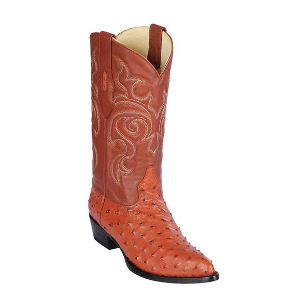 Los Altos Cognac J-Toe Genuine Western Ostrich