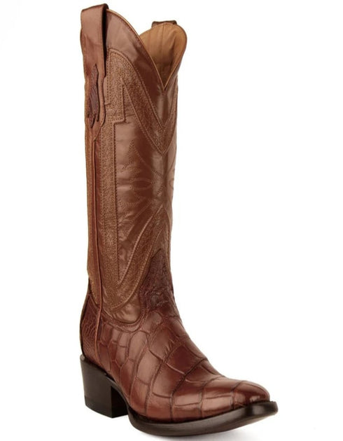 Ferrini Men's Stallion Alligator Belly Boots French Toe Handcrafted Cognac